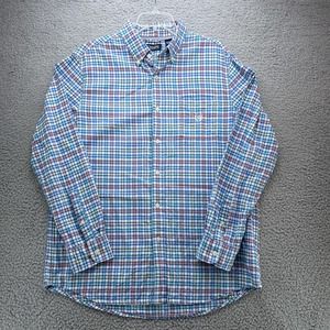 Chaps Shirt Mens Large Pastels Check Plaid Button Down Ralph Lauren Polo Cotton